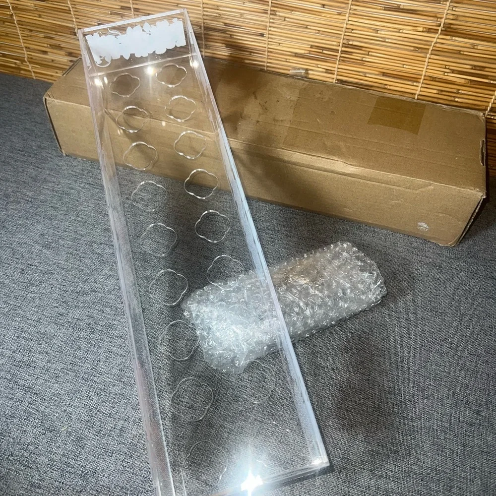 Acrylic Rectangular Flower Vase - 16 Inches , 18Holes, Clear Modern Floral Cente